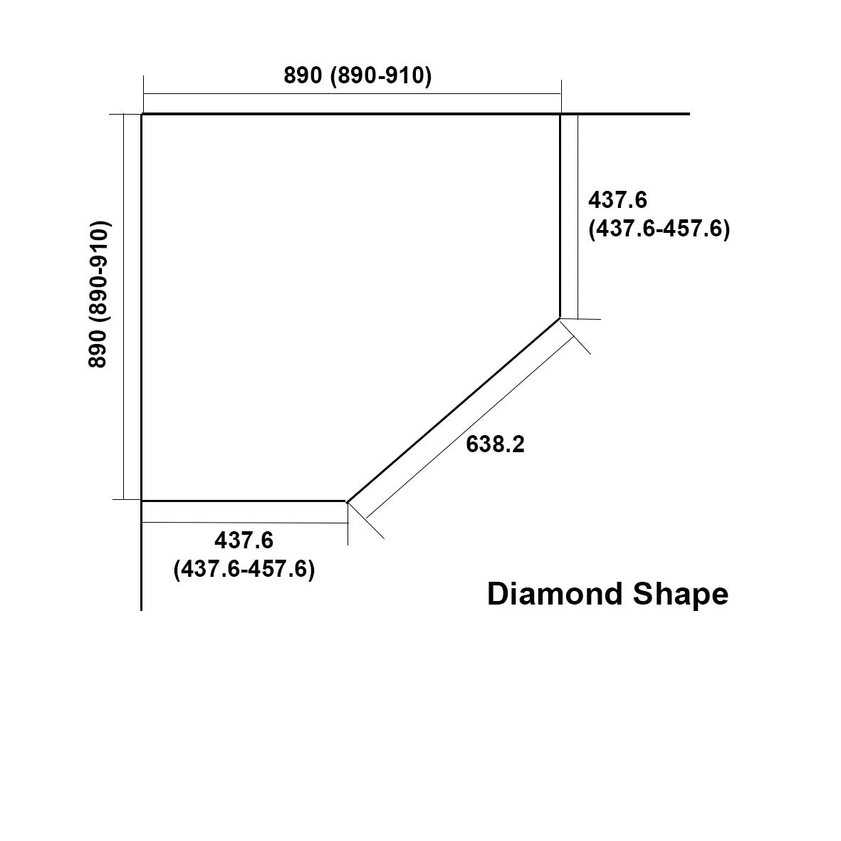 Semi-frameless Diamond Shape Pivot Door Shower Screen