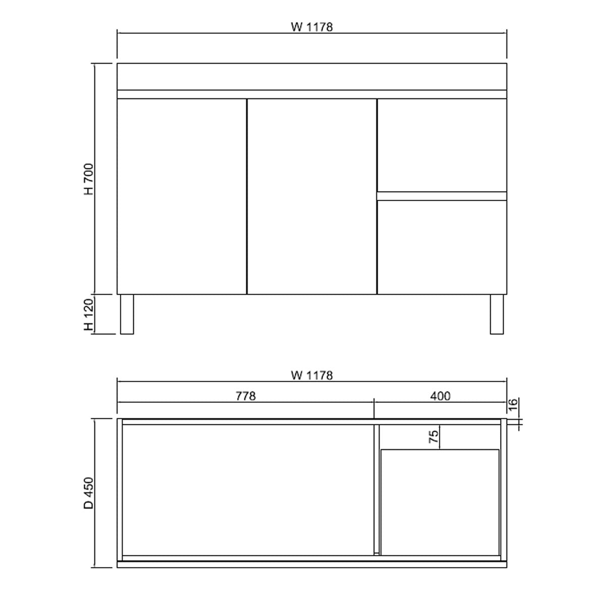 DV Series - Freestanding Vanity 1200
