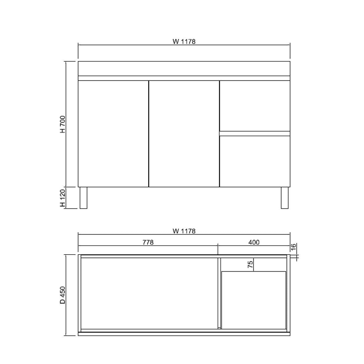 Less Leg Series - Freestanding Vanity 1200
