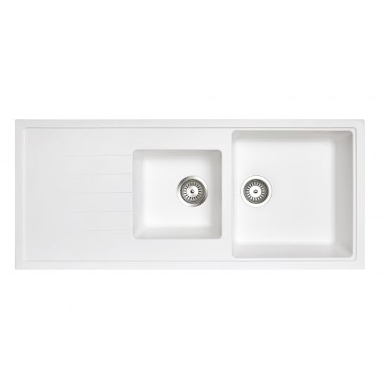 1160 x 500 x 205mm Carysil 1 and A Half Bowl With Drainer Board Granite Kitchen Sink Top/Flush/Undermount