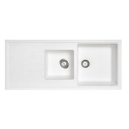 1160 x 500 x 205mm Carysil 1 and A Half Bowl With Drainer Board Granite Kitchen Sink Top/Flush/Undermount