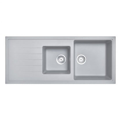 1160 x 500 x 205mm Carysil 1 and A Half Bowl With Drainer Board Granite Kitchen Sink Top/Flush/Undermount