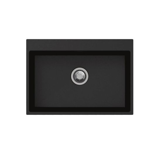 680 x 500 x 220mm Carysil Black Single Bowl Granite Stone Kitchen Sink Top/Under Mount