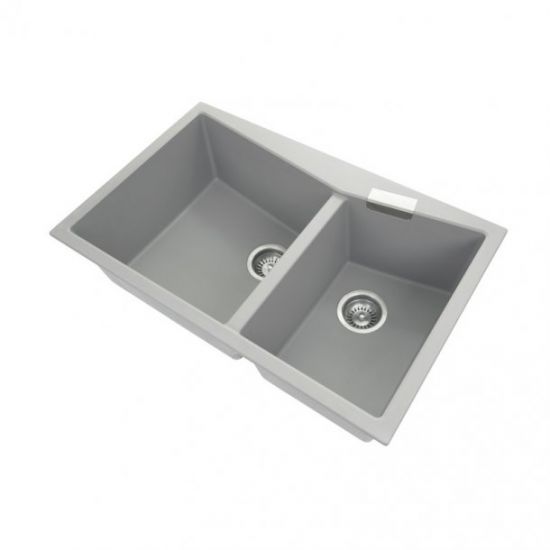 800 x 500 x 220mm Carysil Double Bowl Granite Kitchen Sink Top/Flush Mount