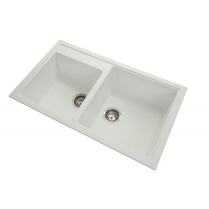 860 x 500 x 205mm Carysil Double Bowl Granite Kitchen Sink Top/Flush/Under Mount