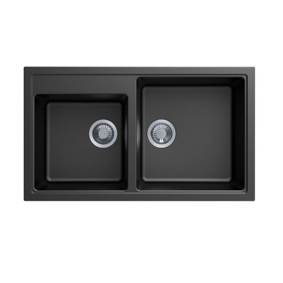 860 x 500 x 205mm Carysil Double Bowl Granite Kitchen Sink Top/Flush/Under Mount
