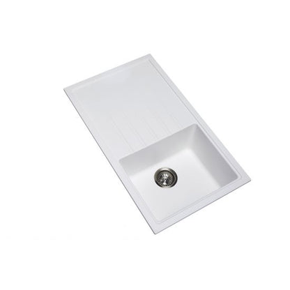 860 x 500 x 205mm Carysil Single Bowl With Drainer Board Granite Kitchen Sink Top/Flush/Undermount