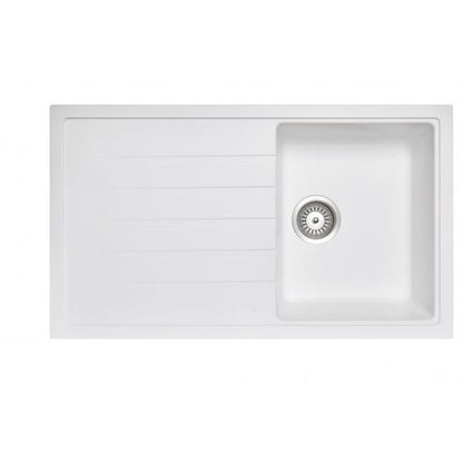 860 x 500 x 205mm Carysil Single Bowl With Drainer Board Granite Kitchen Sink Top/Flush/Undermount