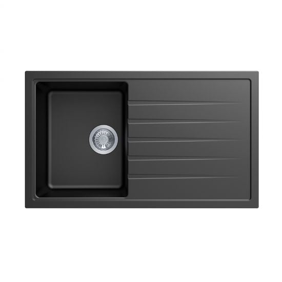 860 x 500 x 205mm Carysil Single Bowl With Drainer Board Granite Kitchen Sink Top/Flush/Undermount