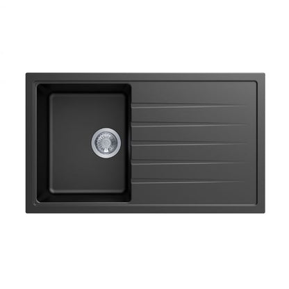 860 x 500 x 205mm Carysil Single Bowl With Drainer Board Granite Kitchen Sink Top/Flush/Undermount