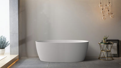 Super Slim Edge Delta Oval Shape Matte White Finish Easy Clean Freestanding Bathtub 1500/1700