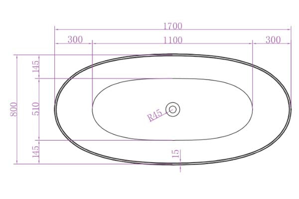 Super Slim Edge Delta Oval Shape Matte White Finish Easy Clean Freestanding Bathtub 1500/1700
