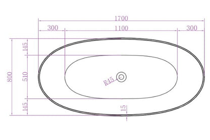 Super Slim Edge Delta Oval Shape Matte White Finish Easy Clean Freestanding Bathtub 1500/1700