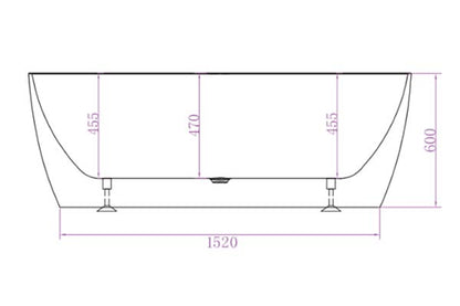 Super Slim Edge Delta Oval Shape Matte White Finish Easy Clean Freestanding Bathtub 1500/1700