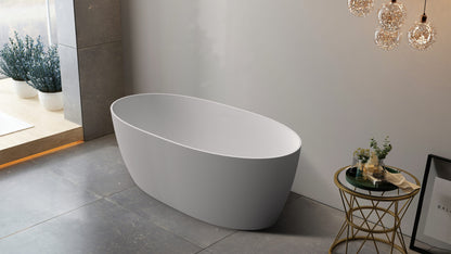 Super Slim Edge Delta Oval Shape Matte White Finish Easy Clean Freestanding Bathtub 1500/1700