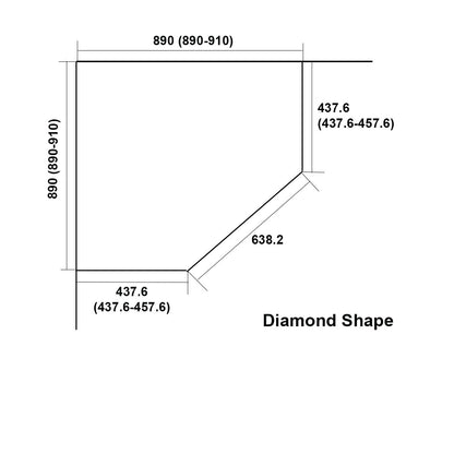 Semi-frameless Diamond Shape Pivot Door Shower Screen
