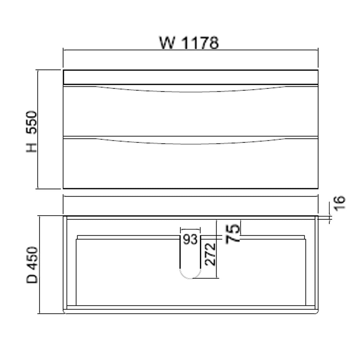 DV Series - Wall Hung Vanity 1200