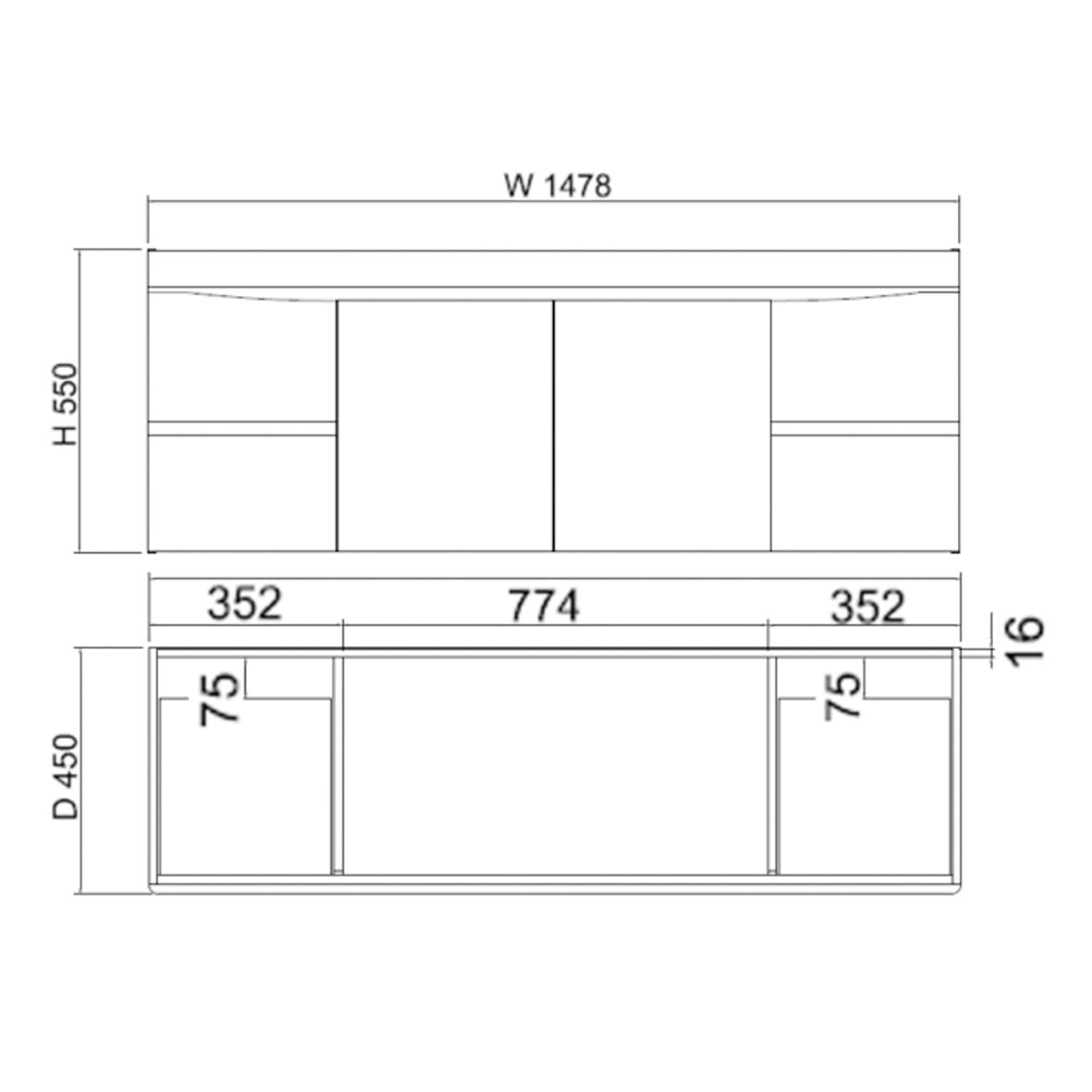 DV Series - Wall Hung Vanity 1500 Double