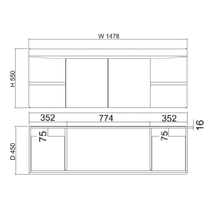 DV Series - Wall Hung Vanity 1500 Double