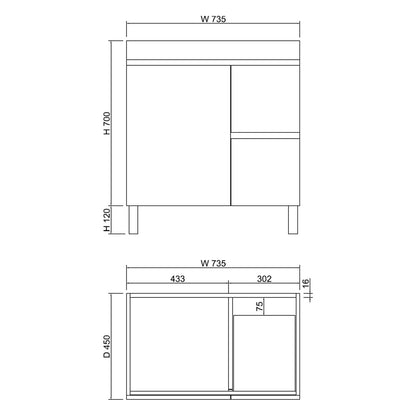 DV Series - Freestanding Vanity 750