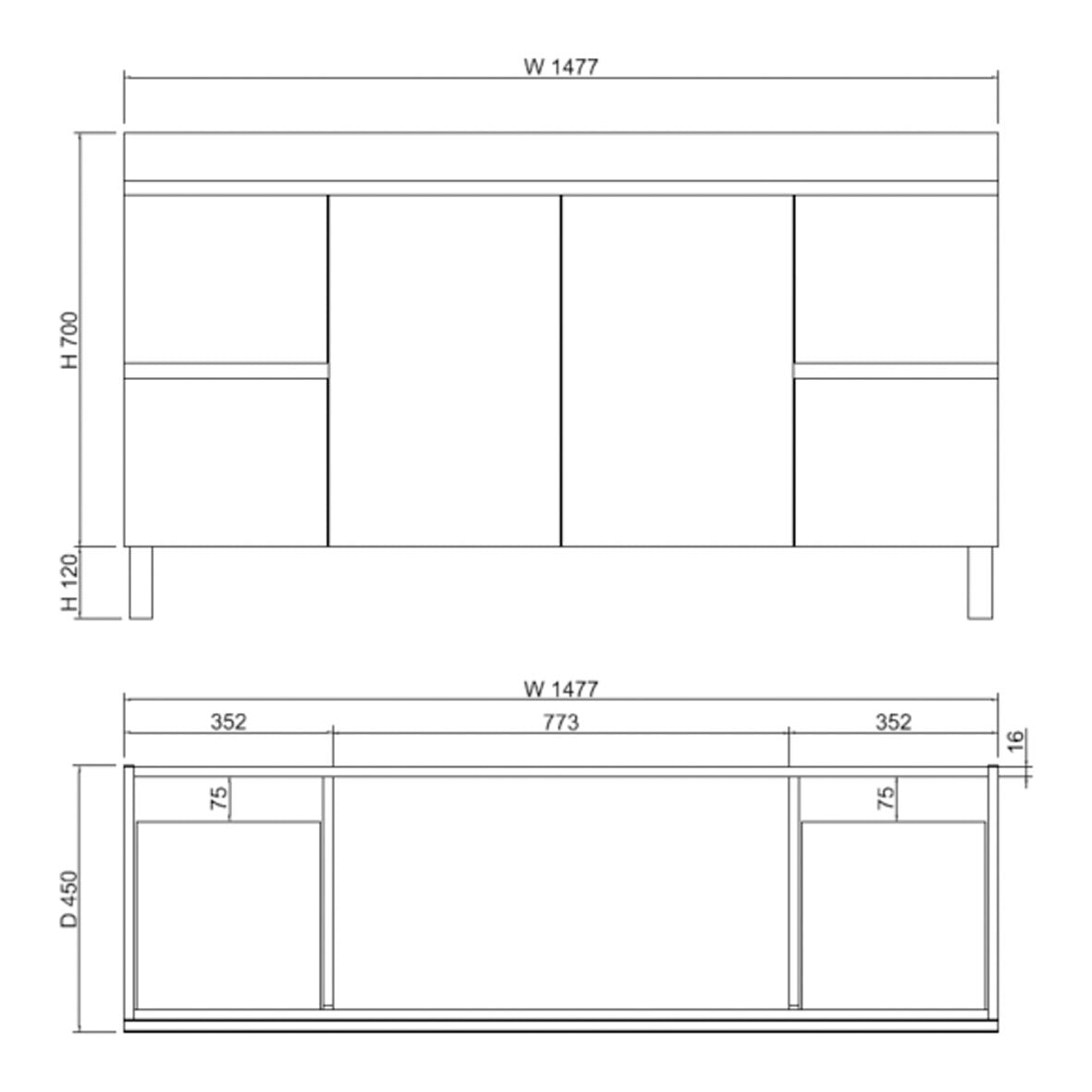 DV Series - Freestanding Vanity 1500 Double