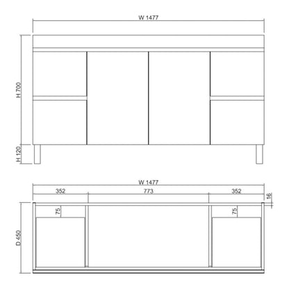 DV Series - Freestanding Vanity 1500 Double