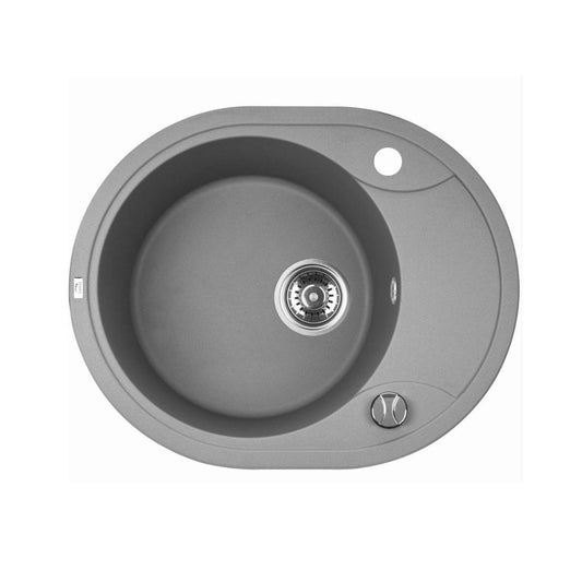 Laveo 470*580*198mm Granite Stone Sink Single Bowl with Short Drainer (including Space Saving Siphon and Automatic Plug)