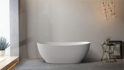 Super Slim Edge Layla Unique Shape Matte White Finish Easy Clean Freestanding Bathtub 1500/1700