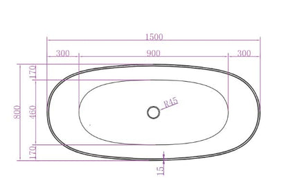 Super Slim Edge Layla Unique Shape Matte White Finish Easy Clean Freestanding Bathtub 1500/1700