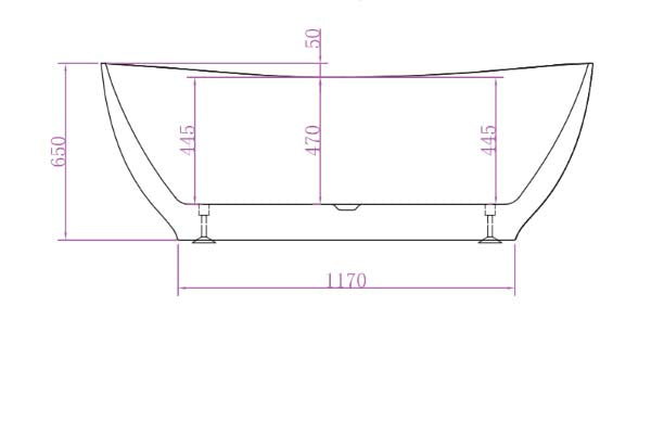 Super Slim Edge Layla Unique Shape Matte White Finish Easy Clean Freestanding Bathtub 1500/1700