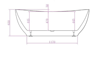 Super Slim Edge Layla Unique Shape Matte White Finish Easy Clean Freestanding Bathtub 1500/1700
