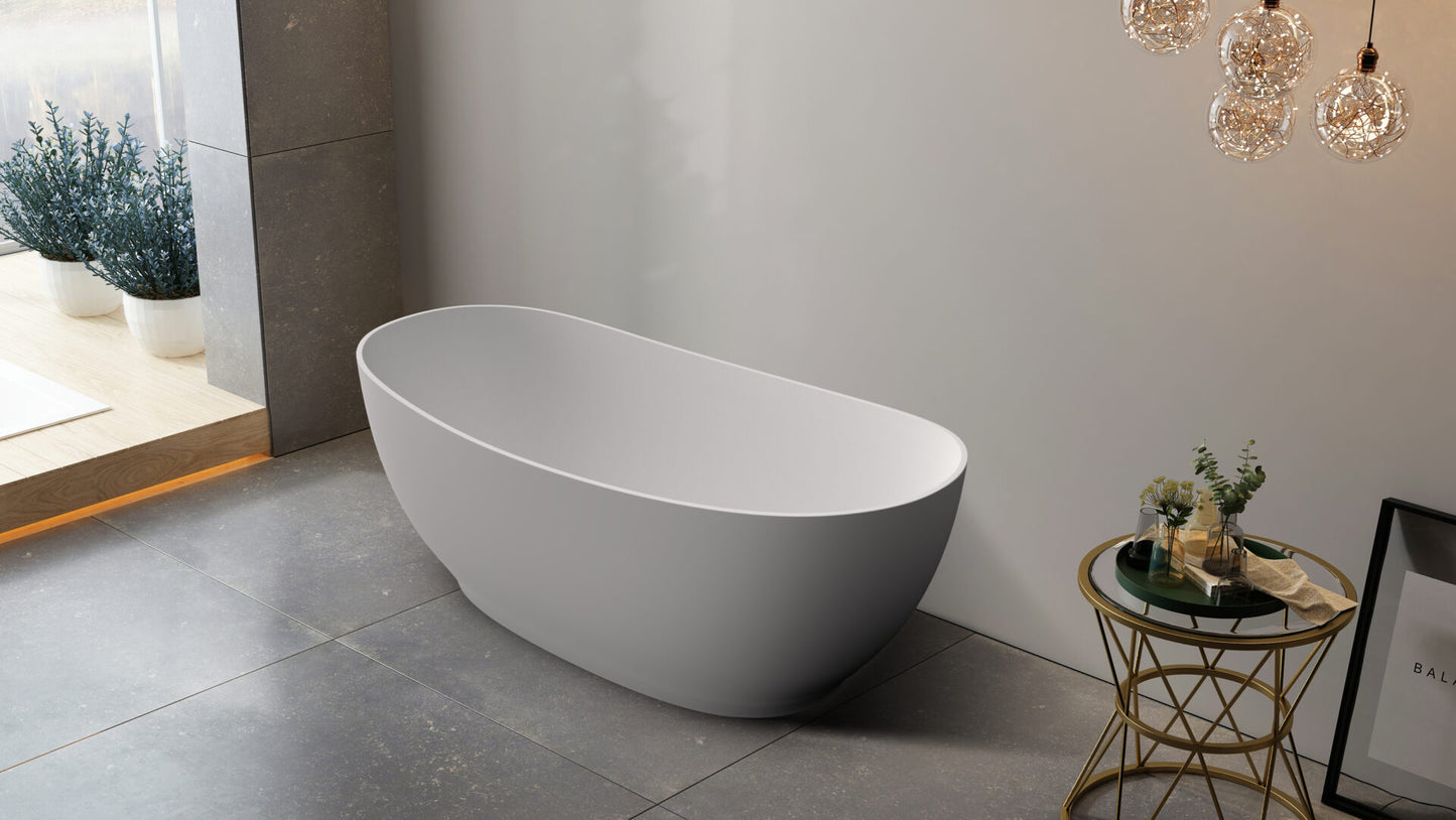 Super Slim Edge Layla Unique Shape Matte White Finish Easy Clean Freestanding Bathtub 1500/1700