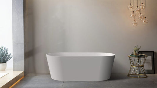Super Slim Edge Mia Oval Shape Matte White Finish Easy Clean Freestanding Bathtub 1500/1700