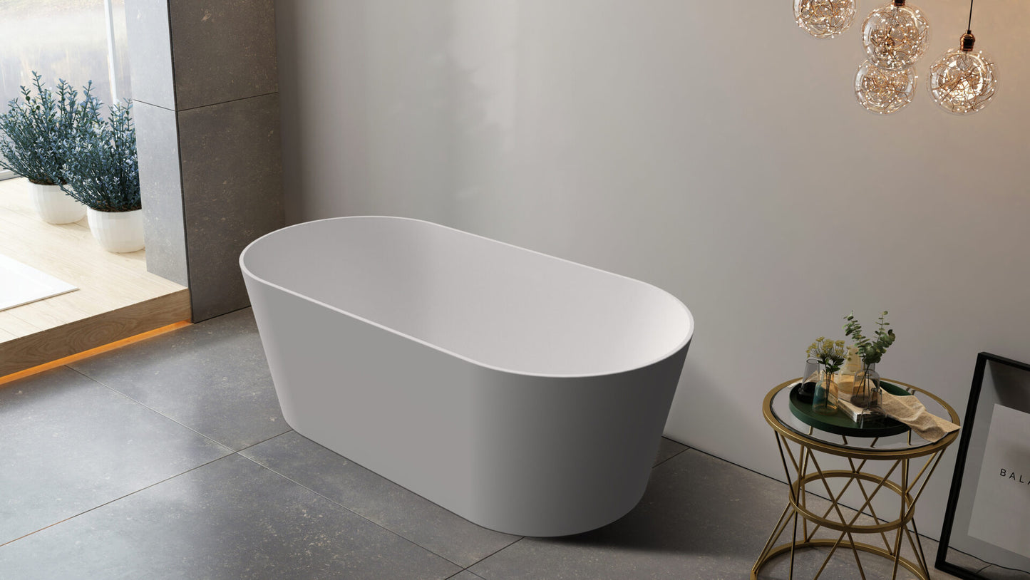 Super Slim Edge Mia Oval Shape Matte White Finish Easy Clean Freestanding Bathtub 1500/1700