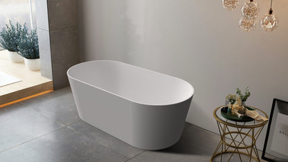 Super Slim Edge Mia Oval Shape Matte White Finish Easy Clean Freestanding Bathtub 1500/1700