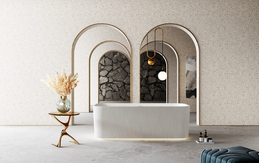 Milano V-Groove Soft square shape freestanding bathtub 1500 Gloss white