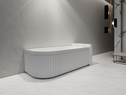 Roma fluted Corner bathtub 1500/1700 Gloss white and Matte white Left/Right