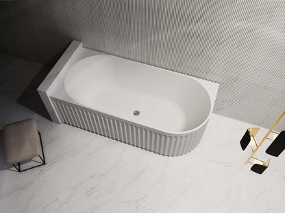 Roma fluted Corner bathtub 1500/1700 Gloss white and Matte white Left/Right