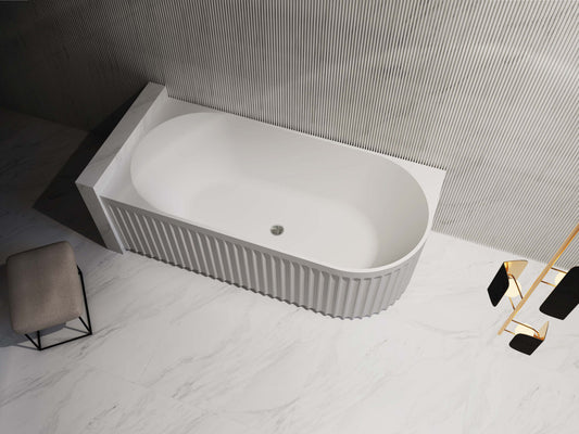 Roma fluted Corner bathtub 1500/1700 Gloss white and Matte white Left/Right