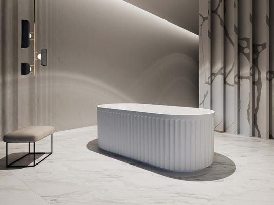 Roma fluted freestanding bathtub 1500/1700 Matte white and Gloss white