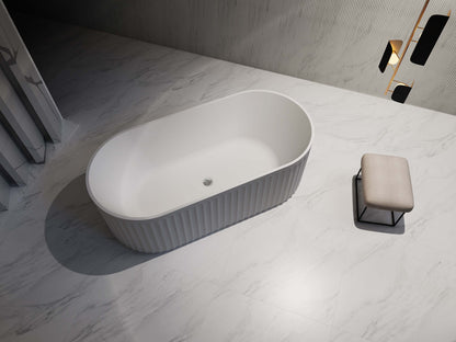 Roma fluted freestanding bathtub 1500/1700 Matte white and Gloss white