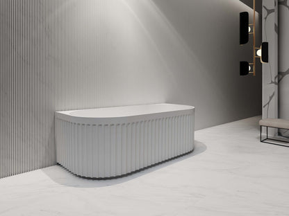 Roma fluted back to wall bathtub 1500/1700 Matte white and Gloss white