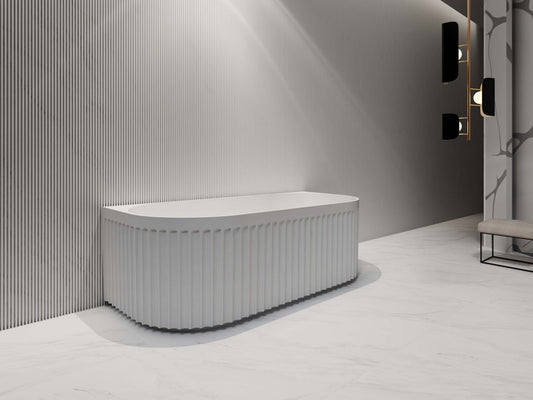 Roma fluted back to wall bathtub 1500/1700 Matte white and Gloss white