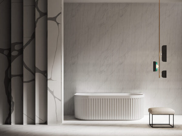 Roma fluted back to wall bathtub 1500/1700 Matte white and Gloss white