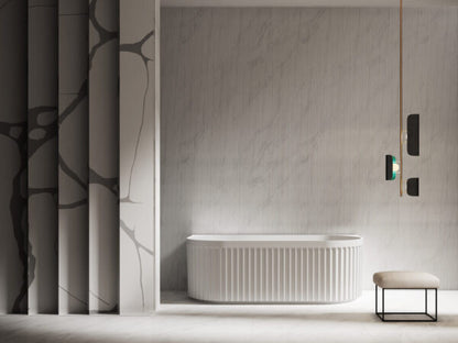 Roma fluted back to wall bathtub 1500/1700 Matte white and Gloss white
