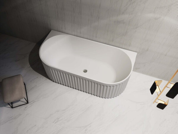 Roma fluted back to wall bathtub 1500/1700 Matte white and Gloss white