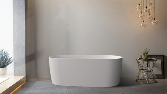 Super Slim Edge Vista Egg Shape Matte White Finish Easy Clean Freestanding Bathtub 1500/1700